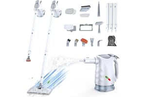 ScrubWiz 10-in-1 Steam Cleaner, Steam Mop & Detachable Handheld Steam Cleaner with 320ml Water Tank, 10s Fast Heating, Portable Steamer for Kitchen, Floor, Tiles, Window, BBQ Grill, Car, Bright White