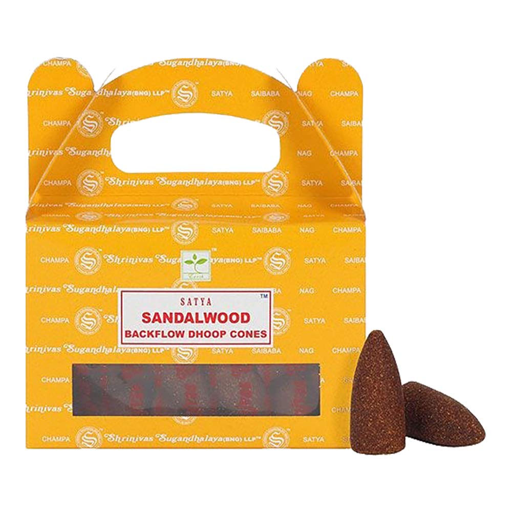 ETHNICITI Satya Genuine Nag Champa Backflow Incense Cones - 24 Cones 1 Pack (Sandalwood)