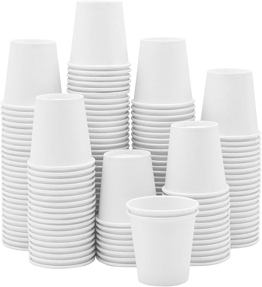 Comfy Package [300 Pack] 3 oz. 100 ml White Paper Cups, Small