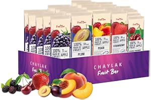 Fruit Snacks Bar by Chaylak, Fruit Leather Variety Pack, 100% Natural, No Sugar Added, Gluten-Free, Vegan, Healthy On-the-Go Snack for Adults & Kids – Assorted Real Fruit Flavors, Bulk 0.70 oz x 25
