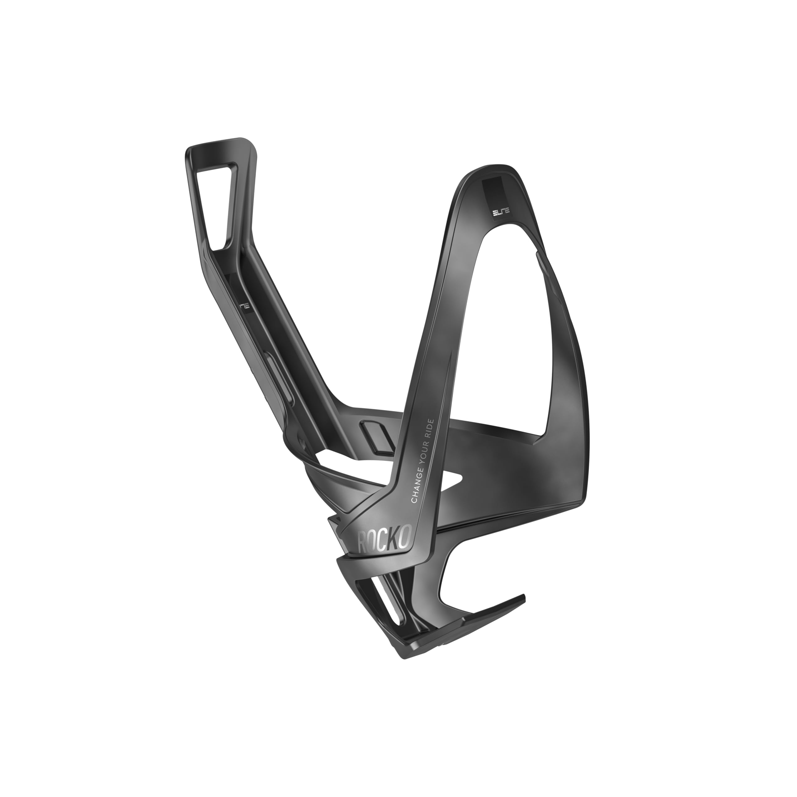 Elite Rocko Carbon Bottle Cage Mat Black Graphic – Ultra Lightweight Carbon Fibre Bike Bottle Holder 25g – Front & Side Entry – For MTB, Road & Gravel Cycling