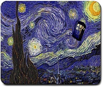 Doctor Who TARDIS Starry Night Van Gogh Large Rectangular Mousepad