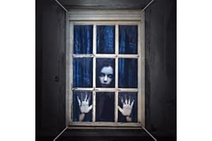 AKEROCK Halloween Window Decorations, White Eyes Ghost Halloween Window Silhouette, Scary Halloween Curtains for Window, Wall, Indoor & Outdoor Decor