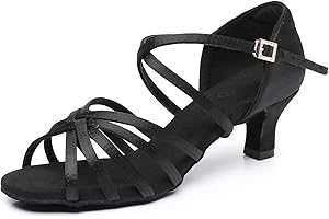 Rosefinch Women's Latin Dance Shoes Satin Professional Ballroom Salsa Practice Performance Wedding Dancing Shoes