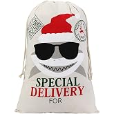 Leziazany Christmas bag Santa Sacks Personalized Canvas large Christmas Santa bags Large Christmas gift bags with Drawstring for Xmas Party in Size 19.5x27.5 inches（Yaci）