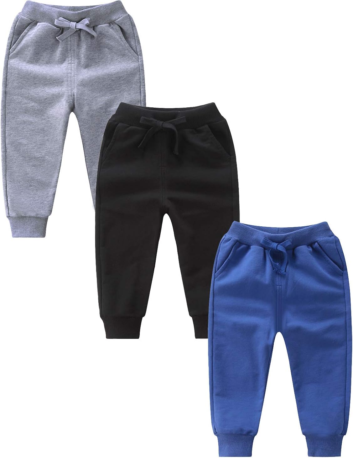 T.H.L.S Toddler Boys Girls Sweatpants Cotton Active Jogger Pants with Pockets 1-7T, 3-Pack: Clothing