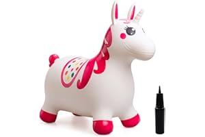 ZOOJOY Unicorn Bouncy Horses, Inflatable Bouncing Animal Hopper for Toddlers Girls, Outdoor Indoor Ride on Hopping Toys Gifts for 18 Months, 2 3 4 5 6 Year Old Kid (Spotted Style)