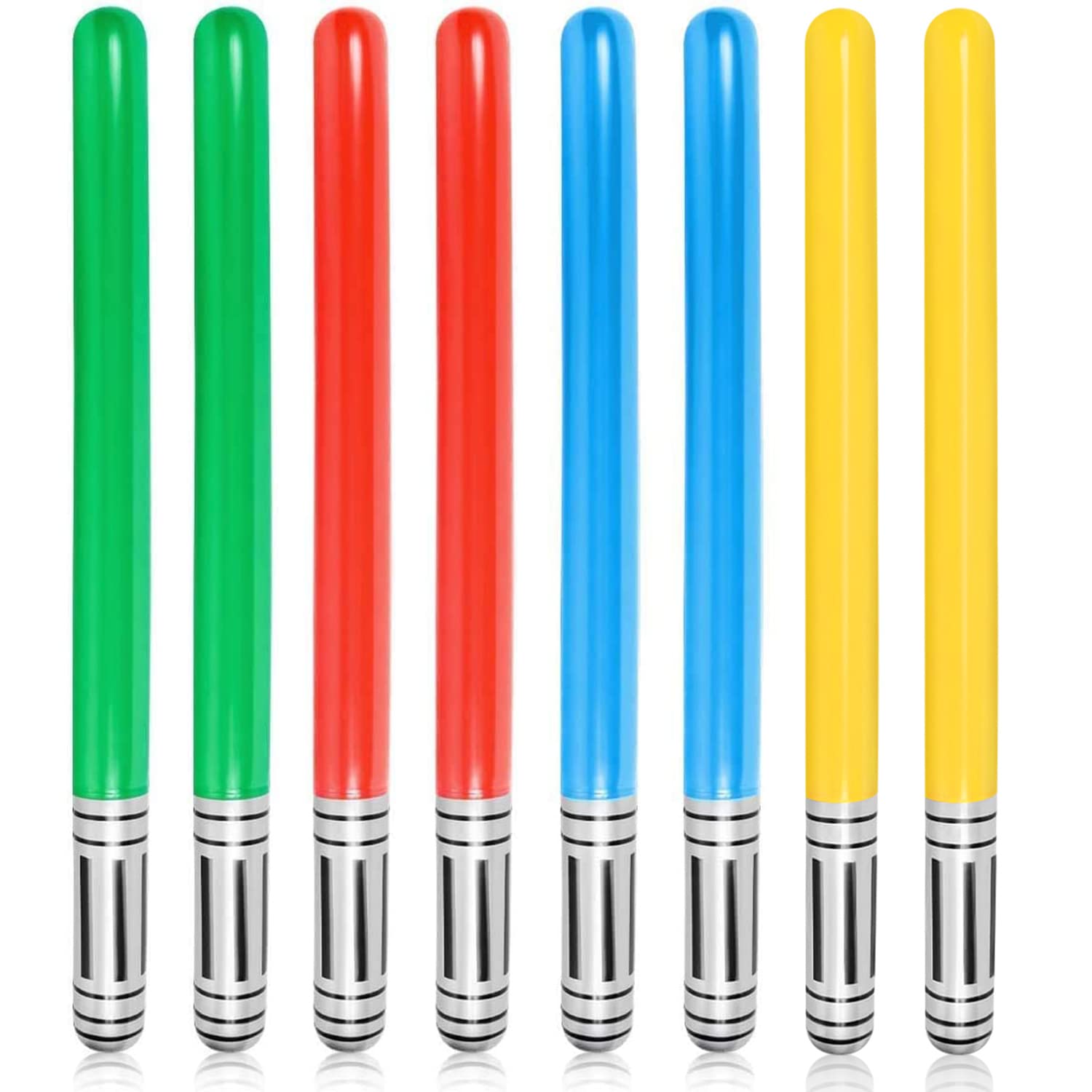 8PCS Inflatable Lightsaber Set - Star Wars Themed Party Swords, Blue Red Green Yellow Inflatable Light Sabers for Halloween/Christmas Party Bags, Stocking Stuffers, Cosplay Party Favours