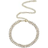 Zelphvt Gold Rhinestone Necklace, Choker Necklace for Women Gold Chocker Sparkly Necklaces Diamond Choker Necklaces for Women