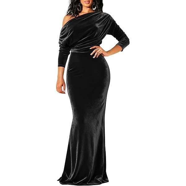 Amazon.com: Betsy & Adam Women's Long Stretch Velvet One Off Shoulder  Asymmetric Sleeve Gown, Black, 8 : Clothing, Shoes & Jewelry