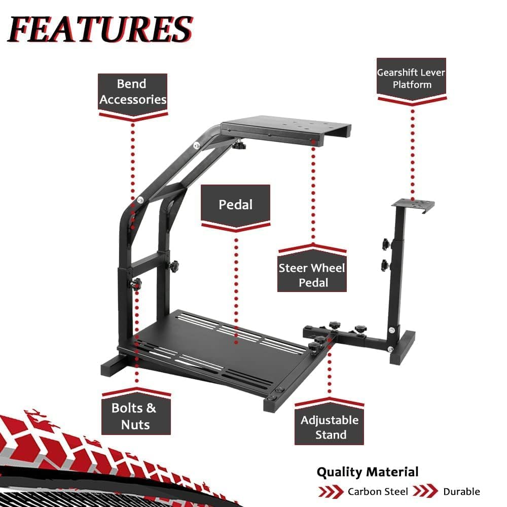 Marada Racing Steering Wheel Stand Adjustable Fit for Logitech Thrustmaster G29 G920 G923 T248 T300 T300RS TX F458 T500 Racing Simulator Cockpit, Shifter Wheel and Pedal Not Included