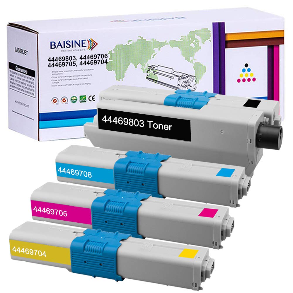 BAISINE 4 Pack Toner Compatible Oki MC362 for Oki MC362 MC362dn C531dn C511dn MC562 MC352 C310 C312dn C330 C331dn MC351 MC361 C510dn C530 MC561 44469. 803 44469706 44469705 44469704 (BCMY)