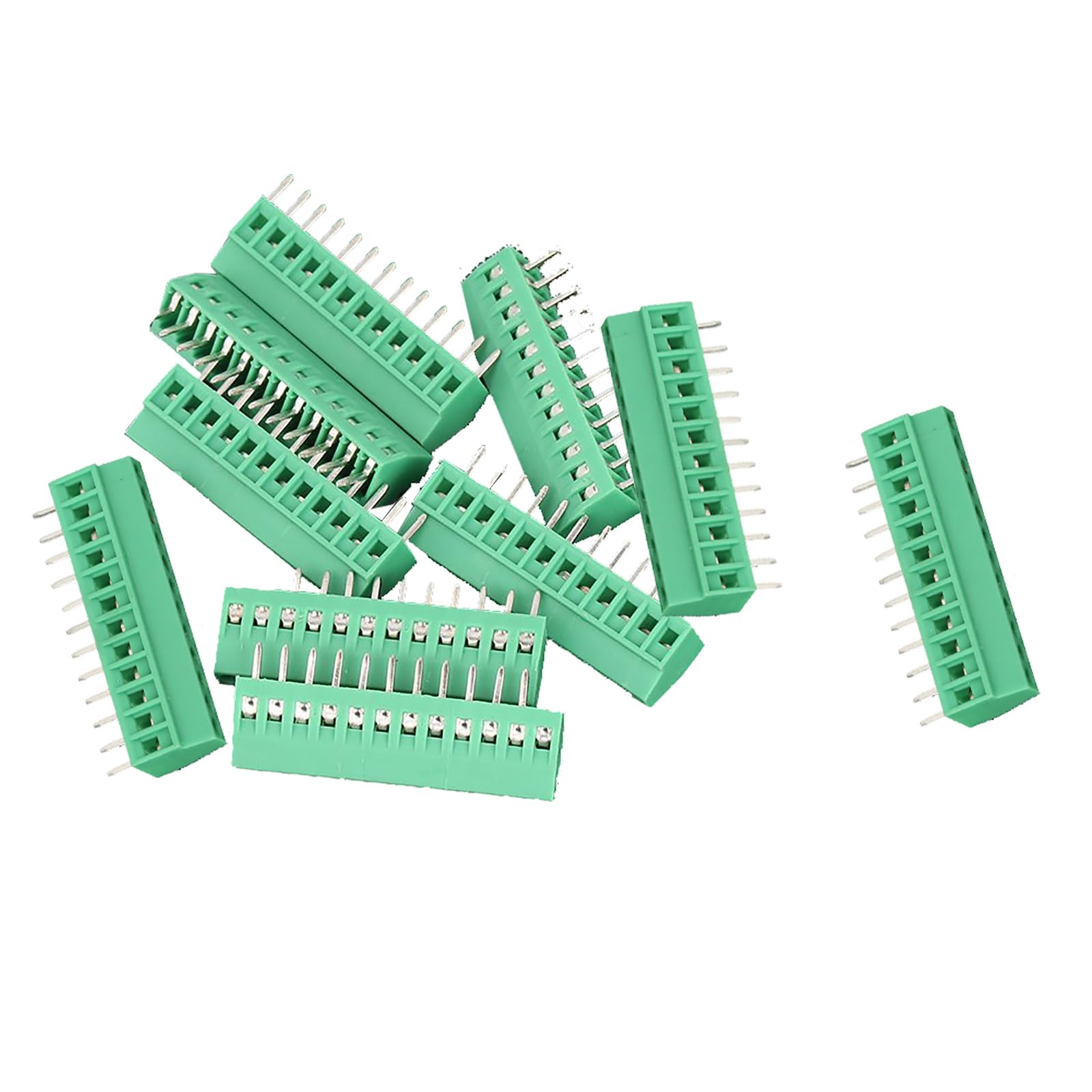 12 Pin PCB Pluggable Terminal Blocks, 10pcs/set PCB Universal Screw Terminal Block Connector, 2.54mm Pitch Terminal Block Connector, Green