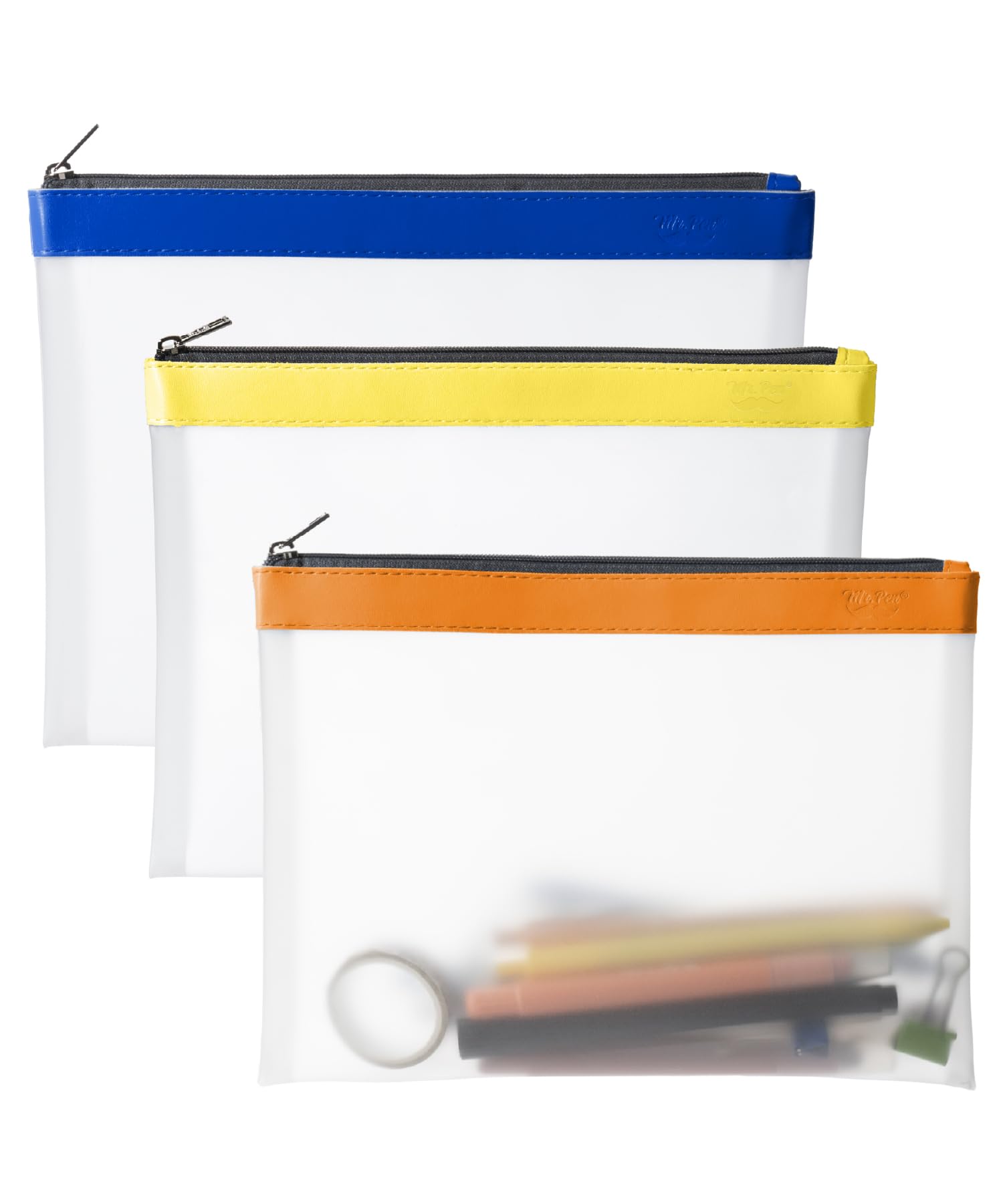 Photo 1 of Mr. Pen- Clear Pencil Pouch, 3 Pack, Durable TPU Material, Large Water-Resistant Pencil Bags with Smooth Zipper, Multipurpose Clear Pouch for Stationery, School, Office, Travel Supplies