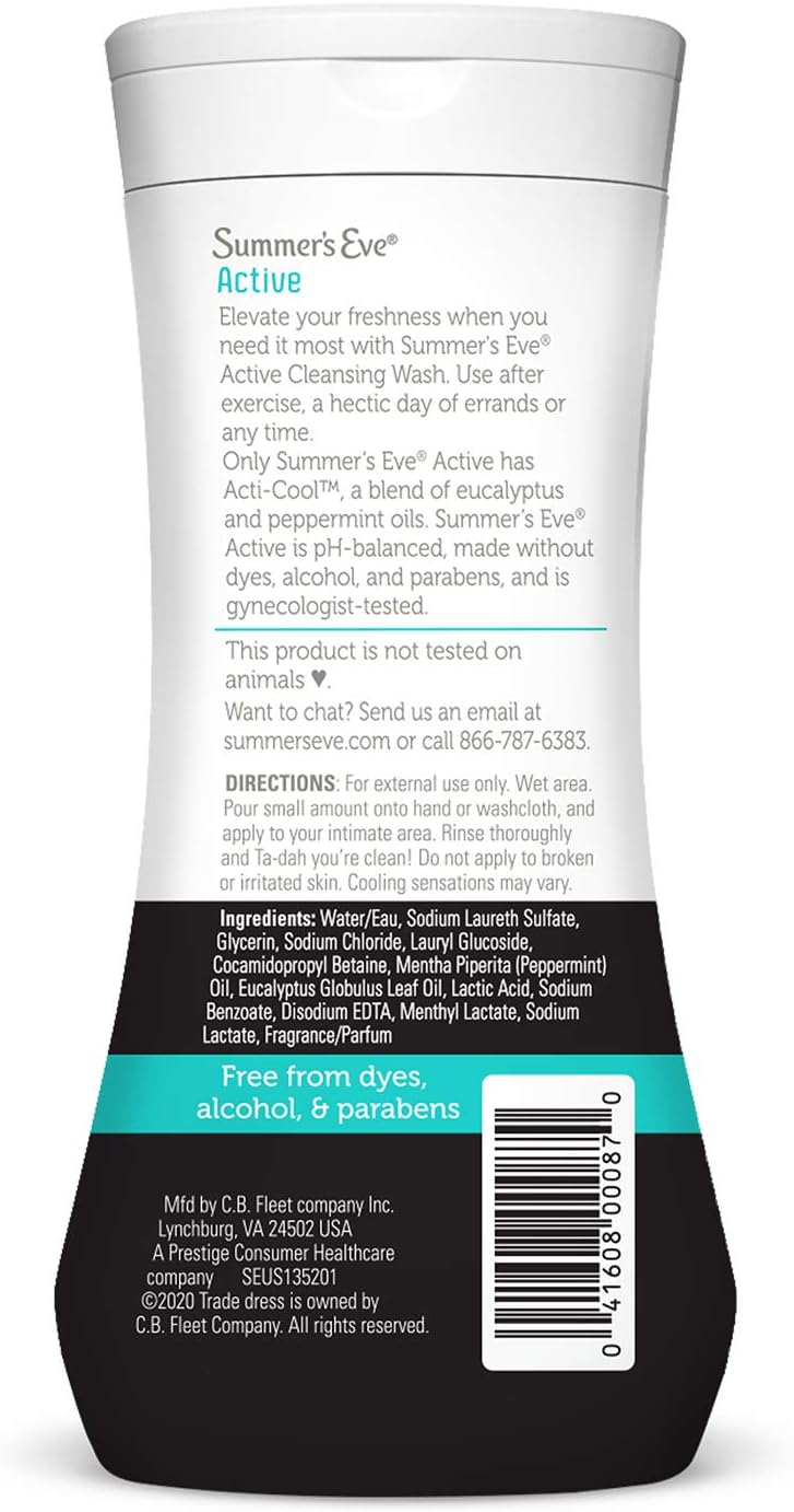 Summer's Eve Active Feminine Cleansing Wash, Cooling & Refreshing, 12 fl oz: Health & Personal Care