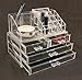 Estilo 100% Pure Acrylic Cosmetic and Jewelry Organizer, Two Pieces Set Storage Display Boxes