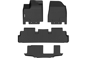 GINOWY-Floor Mats for Nissan Pathfinder 8 Passenger 2022-2024 2025 & Infiniti QX60 7 Passenger, All Weather Car Mats 2025 Pathfinder TPE Floor Liners Car Accessories Black
