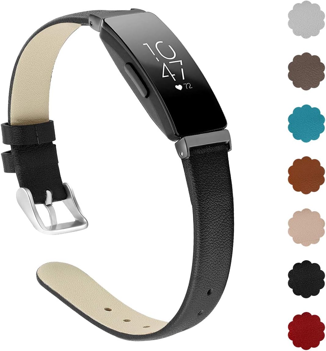 XIMU Compatible with Fitbit Inspire HR Strap & Inspire Strap, Adjustable Strap Sport Band Leather Watchbands Wristband Bracelet Replacement Accessories Compatible For Women Men
