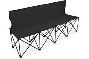 Crown Sporting Goods 6-Foot Portable Folding 4 Seat Bench with Seat Backs & Carry Bag – Great Team Bench for Soccer & Football Sidelines, Tailgating, Camping & Events