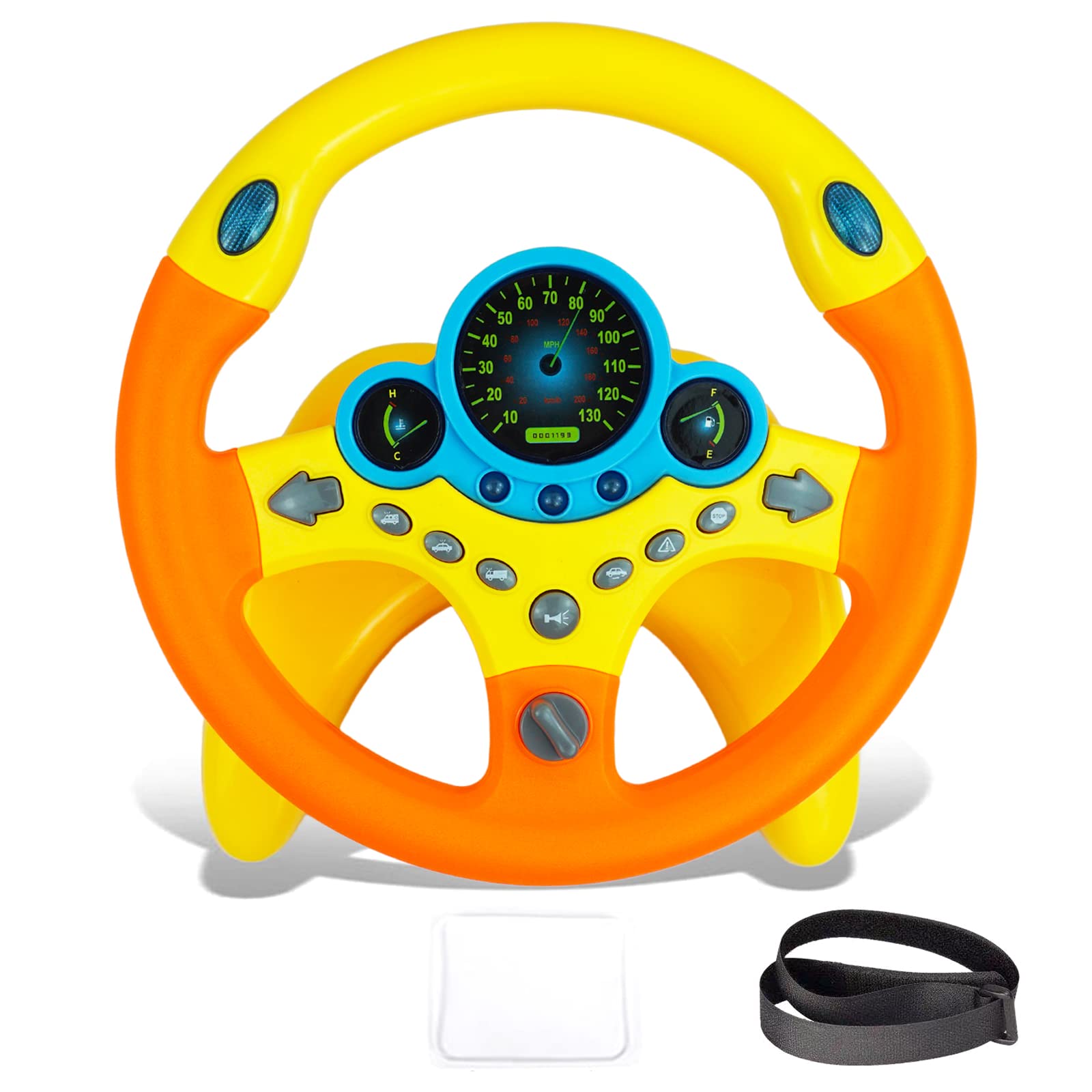 RedCrab Steering Wheel Car Driving Simulated Seat with Light and Music for Kids, Pretend Driving Toys, Baby Electric Early Learning Educational Toys for Boys and Girls (Orange)