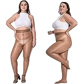 Aaronano 2 Pairs Women's Shiny Pantyhose Plus Size Oil Sheer Tights High Waist Shimmer Stockings