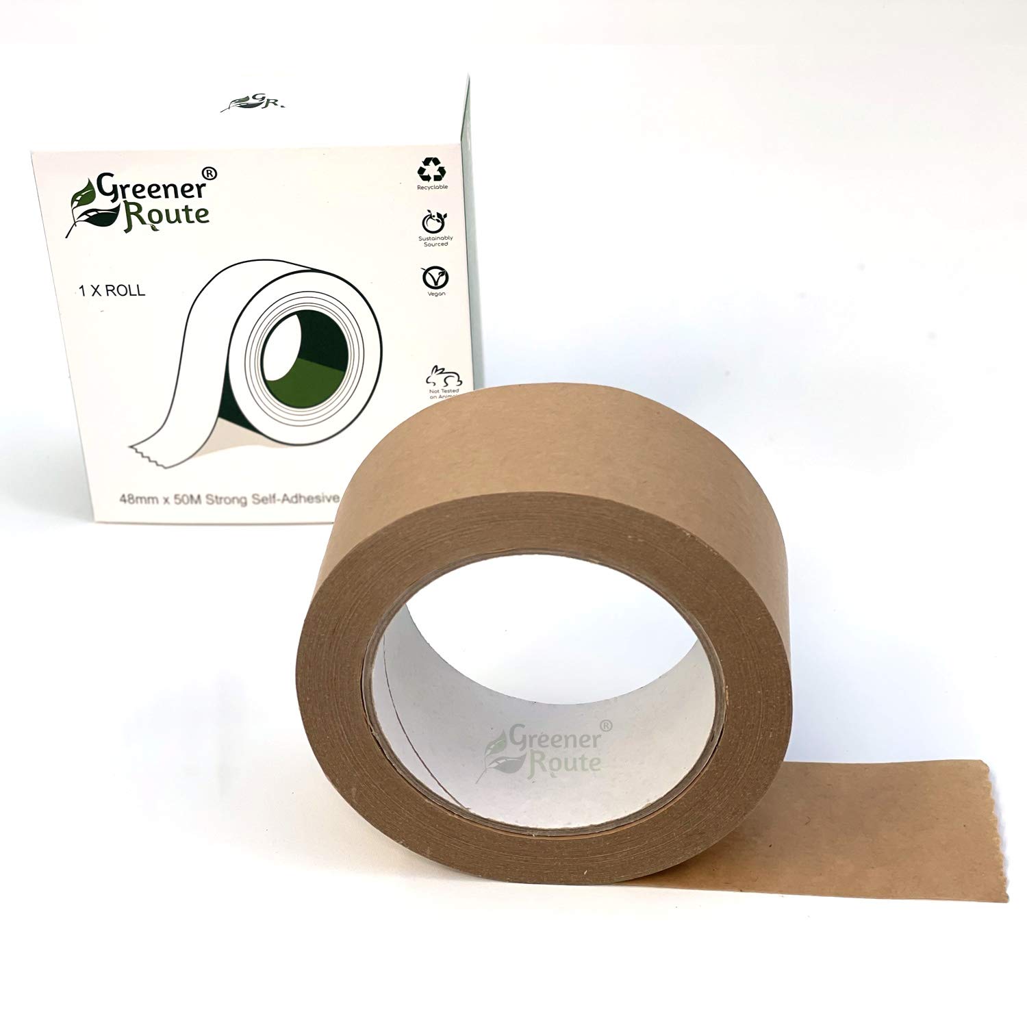 Strong Packing Kraft Paper Tape Eco 48mmx 50m - by Greener Route - Hotmelt Self-Adhesive Parcel Packaging Sealant - Recyclable… (1) - Image 3
