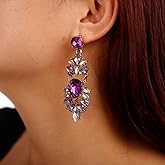 BERYUAN Cute Boho Purple Rhinestones Earrings for Women Dangle Fashion Jewelry for Party Multi Styles(4)