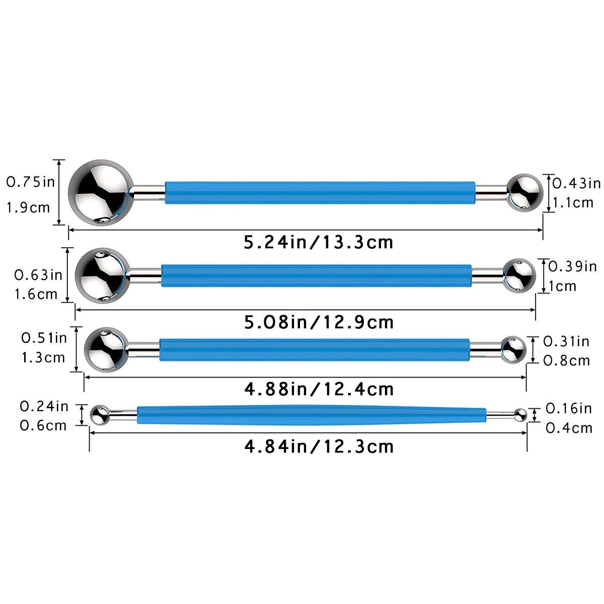 Sugarcraft Tools 4 PCS con 8 Dimensioni Metal Ball per Fondant Torta all\'Argilla Strumenti per Modellare la Decorazione a Fiore