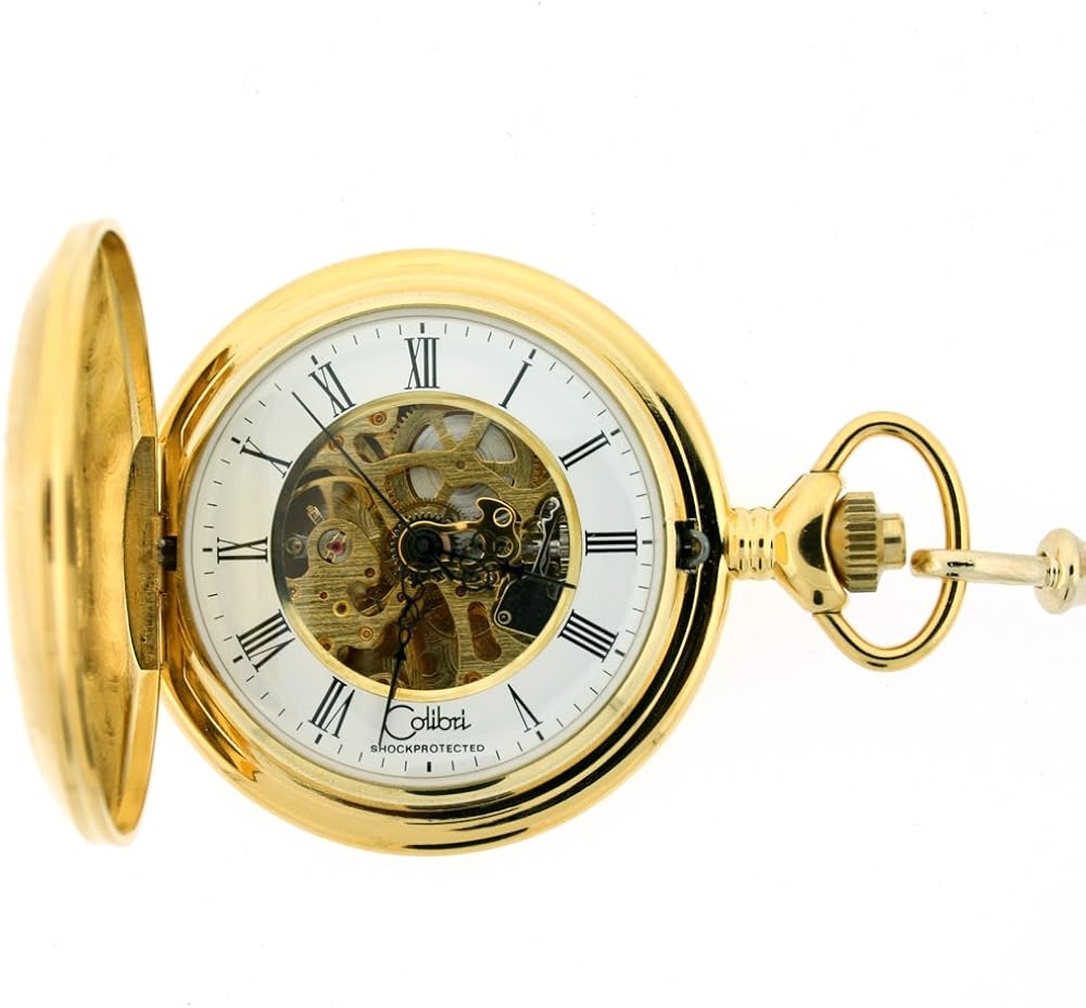Colibri Mechanical Pocket Watch Skeleton White Dial