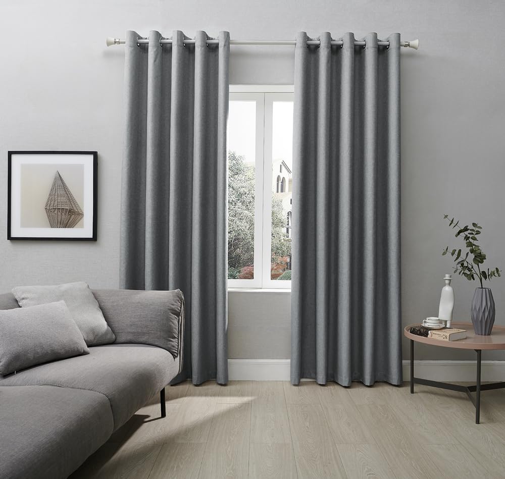 Coastline Textured Veiny Woven Thermal Blackout Eyelet Curtains Charcoal 66x54 — image 1