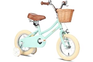 Petimini Girls Bike with Basket for 2-12 Years Old Kids, 12 14 16 18 20 Inch Bicycle with Bell Training Wheels, Multiple Colors