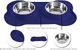 Hubulk 2 Stainless Steel Pet Bowls No Spill Non-Skid Mat Medium Navy view 3