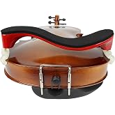 LMS Maple Wood Violin Shoulder Rest 4/4 3/4 Full Size Adjustable (3/4-4/4) | Maple Wood Soft Sponge Shoulder Rest For Violin 4/4 3/4 Height Adjustable Feet Full Size Fiddle Shoulder Rest Pad Red Brown