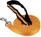 Vivifying 32ft Dog Training Lead Nylon Leash 10m Orange Padded Handle