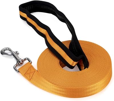 Vivifying 32ft Dog Training Lead Nylon Leash 10m Orange Padded Handle