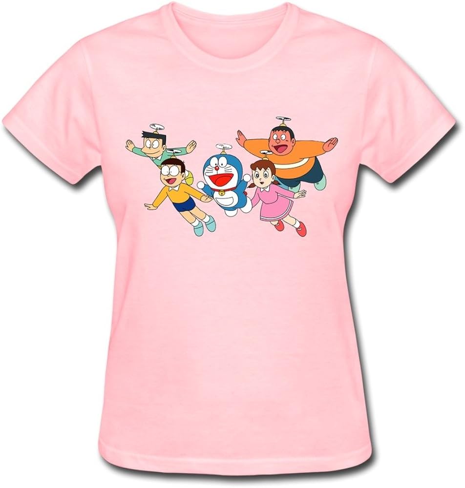 Doraemon T Shirt For Womens Short Sleeve L Pink Amazon.ca Clothing