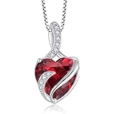FJ Infinity Birthstone Necklace 925 Sterling Silver Love Heart Pendant Jewelry Gifts for Women