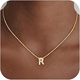 Maxcate Christmas Gifts Dainty Gold Initial Necklaces for Women Girls Teens Kids Non Tarnish 14k Gold Plated Letter Zirconia Pendant Necklace Trendy CZ Initial Name Necklace Gold Jewelry for Women