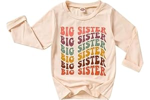 TITKKOP Big Sister Shirt for Toddler Girls Long Sleeve Tops Promoted to Big Sister Clothes Little Baby Announcement Outfits