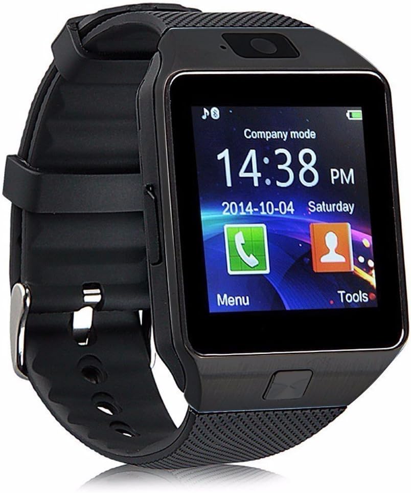 Bluetooth Smart Watch DZ09 Smartwatch Watch Phone Support SIM TF Card with Camera for Android IOS iPhone Samsung LG Phones (Black)