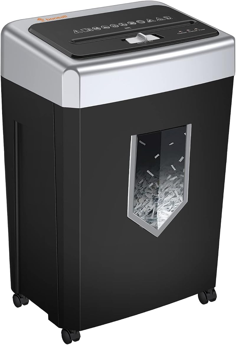 Bonsaii 15-Sheet Cross Cut Shredder C169-B 60dB 18L Jam Proof Office