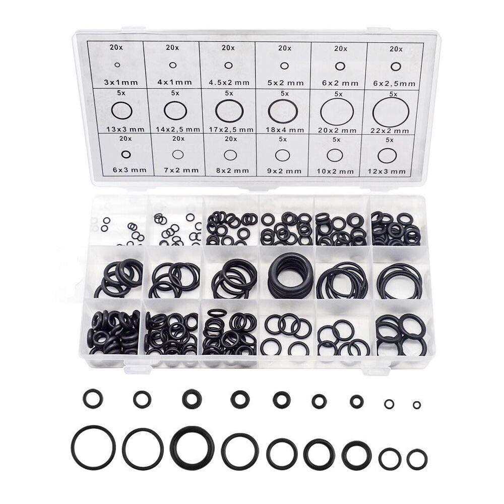 Tap O-Ring Kit 225pcs 3-22mm Nitrile Rubber Metric O Ring for Plumbing Washer Seal Auto Machine Repair