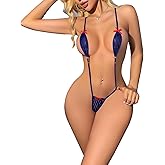 LADUAR Women's Extreme Micro Swimsuit, Women's Sexy Monokini, Sexy One Piece Swimwear, Lace Up High Cut Bikini Cyan