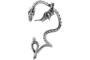 AccGin Gothic Dragon Ear Cuff - 1pcs Retro Silver Punk Hip Hop Stainless Steel Snake Dragon Cuff Earring Cartilage Climber Ear Wrap Ear Earrings Stud Wrap Snake Earrings for Women or Men
