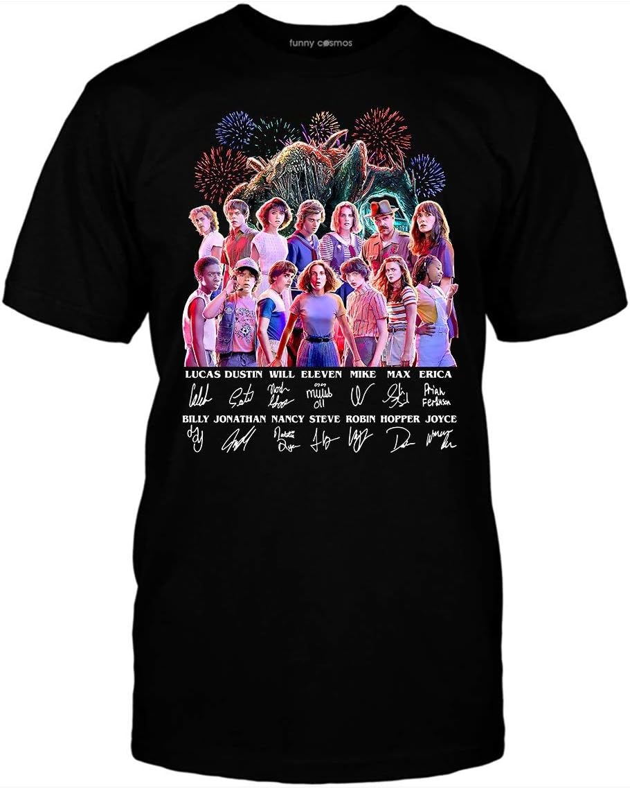 Kozmoz Studio Stranger Kids Things Fan Movie T Shirt Signature of Characters Gift