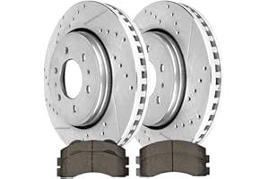 AUTO SHACK AutoShack Front Drilled Slotted Brake Kit Rotors Silver and Ceramic Pads Pair of 2 Driver and Passenger Side Replacement for 2010-2017 Ford F-150 Expedition 2010-2017 Lincoln Navigator V6 BRKPKG004188