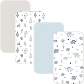 4 Pack Bassinet Sheets - 33"x20" Bedside Bassinet Sheets for Baby Delight, Angelbliss, Maxi-COSI, Fodoss &amp; Most Regular Size Bedside Sleeper | Ultra Soft Skin Friendly Bassinet Fitted Sheets for Boys