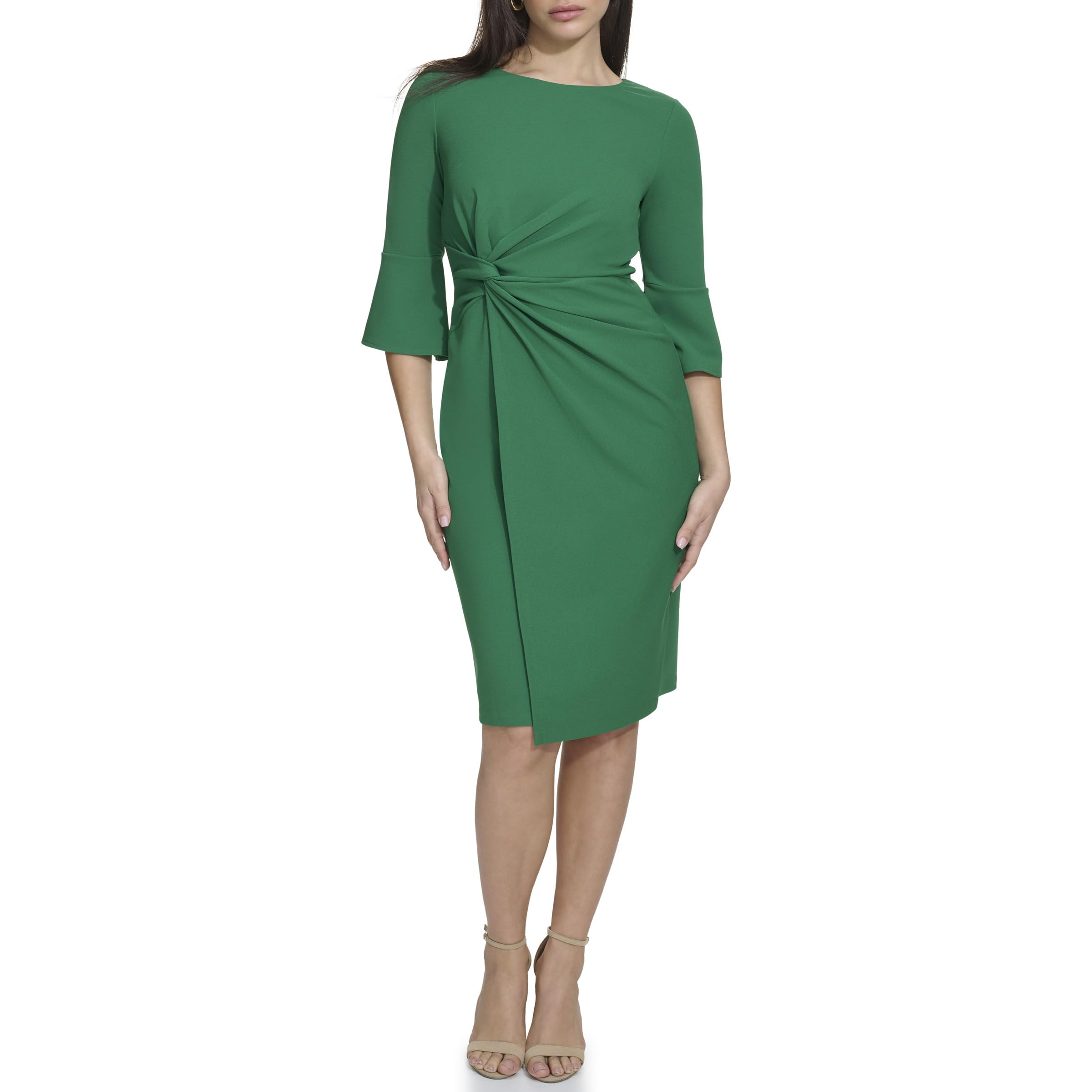 Kensie Women’s Dresses Belle Sleeve Midi Dress, Trp Green, 0