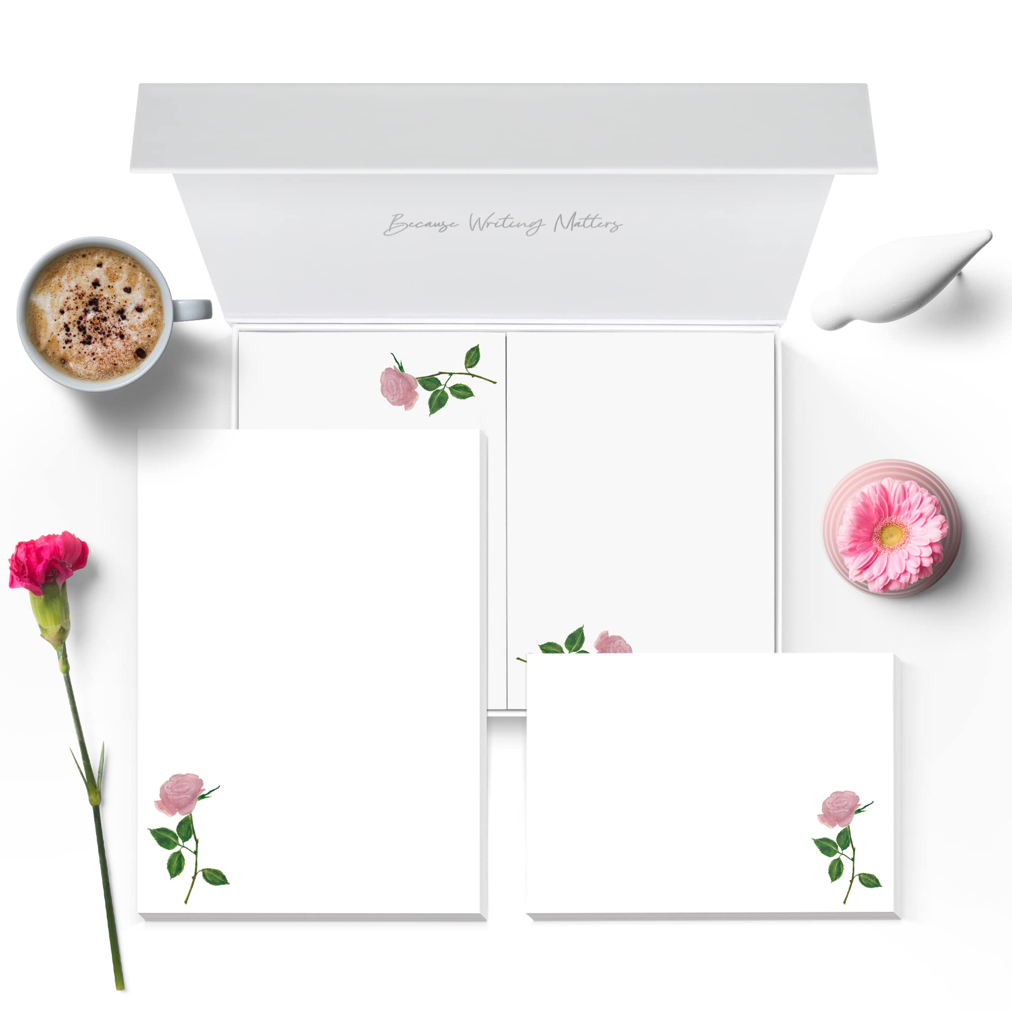 Me Loovely Pink Rose Letter Writing Paper and Envelopes A5 Size Papers Floral Stationary Supplies for Letters & Invitations | Christmas Gifts (Pack of 20)