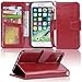 Arae Case for iPhone SE 2022 / iPhone SE 2020 / iPhone 8 / iPhone 7, Wallet Case with Card Holder PU Leather Flip Cover, Wine red